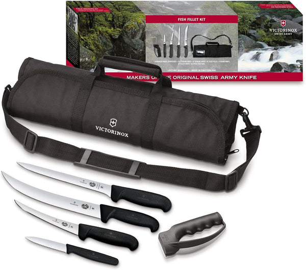 Victorinox Fibrox 6 Piece Fish Fillet Kit with Sharpener & Cutlery Roll1