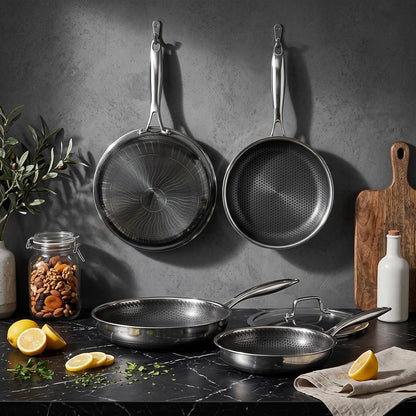 8 Inch Honeycomb Stainless Steel Nonstick Frying Pan Skillet | PFAS PFOA PTFE Free, Metal Utensil Safe, Scratch-Proof, All Cooktops Compatible, Dishwasher & Oven Safe Fajita Cooking Pan7