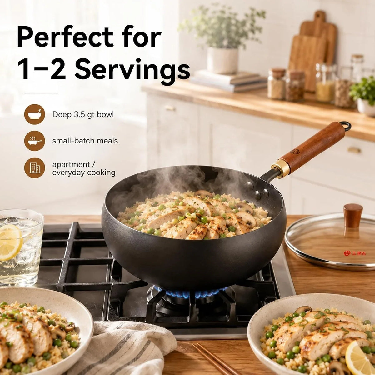 9-5-inch-carbon-steel-wok-with-lid-flat-bottom-stir-fry-pan-deep-3-5-qt-bowl-for-1-2-servings-smooth-carbon-steel-surface-flat-base-for-induction-gas-electric-and-ceramic-cooktops