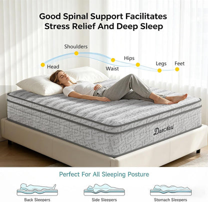 Queen Size Mattress 12 Inch (5 Star Hotel-Level Luxury) Hybrid Queen Mattress in a Box, Cooling-Gel Memory Foam & Pocket Springs for Motion Isolation,Medium Firm,Back Pain,Edge Support,365-Night Trial7