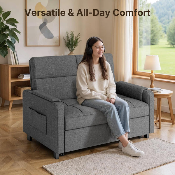 Convertible Sofa Bed Modern Couch Bed & Small Loveseat Sleeper, Grey3