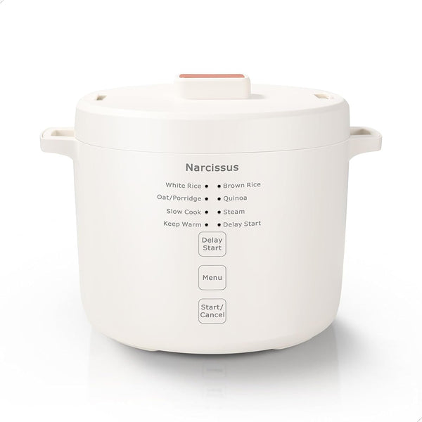 Rice Cooker with Removable Pfas-Free Nonstick Pot, 3.5-Cup Capacity for 1-3 People, Multifunctional for Rice, Oatmeal, Quinoa, Slow Cook, Steam, Can Steam & Cook Simultaneously, Rice White1