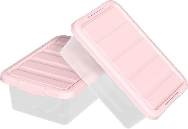 14 Quart Basic Clear Storage Box with Pink Lid (Pack of 2)6