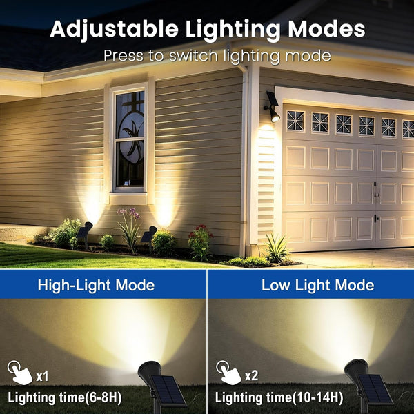 6 Pack Solar Spot Lights Outdoor Waterproof with Focus Beam3