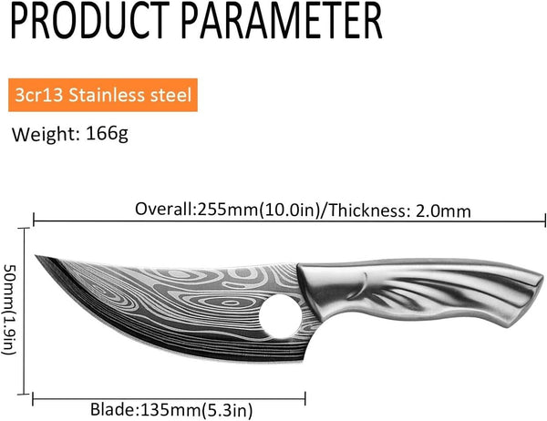 Meat Cleaver,Cleaver Knife Boning Knife for Kitchen Stainless Steel Cleaver Meat Fruit Boning Fishing Hunting Camping Kitchen Chef Knife (Color : Knife with Cover), LAMAJIGA58442