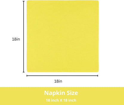 Cloth Dinner Napkins 18X18 In, Set of 12, Yellow3