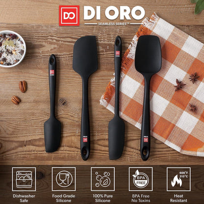 DI ORO Silicone Spatula Set - 600F Heat Resistant, 4-Pc Black3
