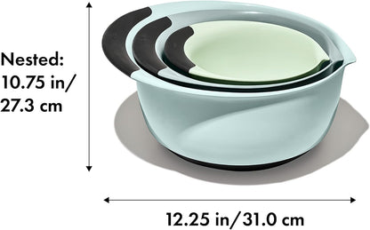 OXO Good Grips 3-Piece Plastic Mixing Bowl Set- Blue, Gray, Jade2