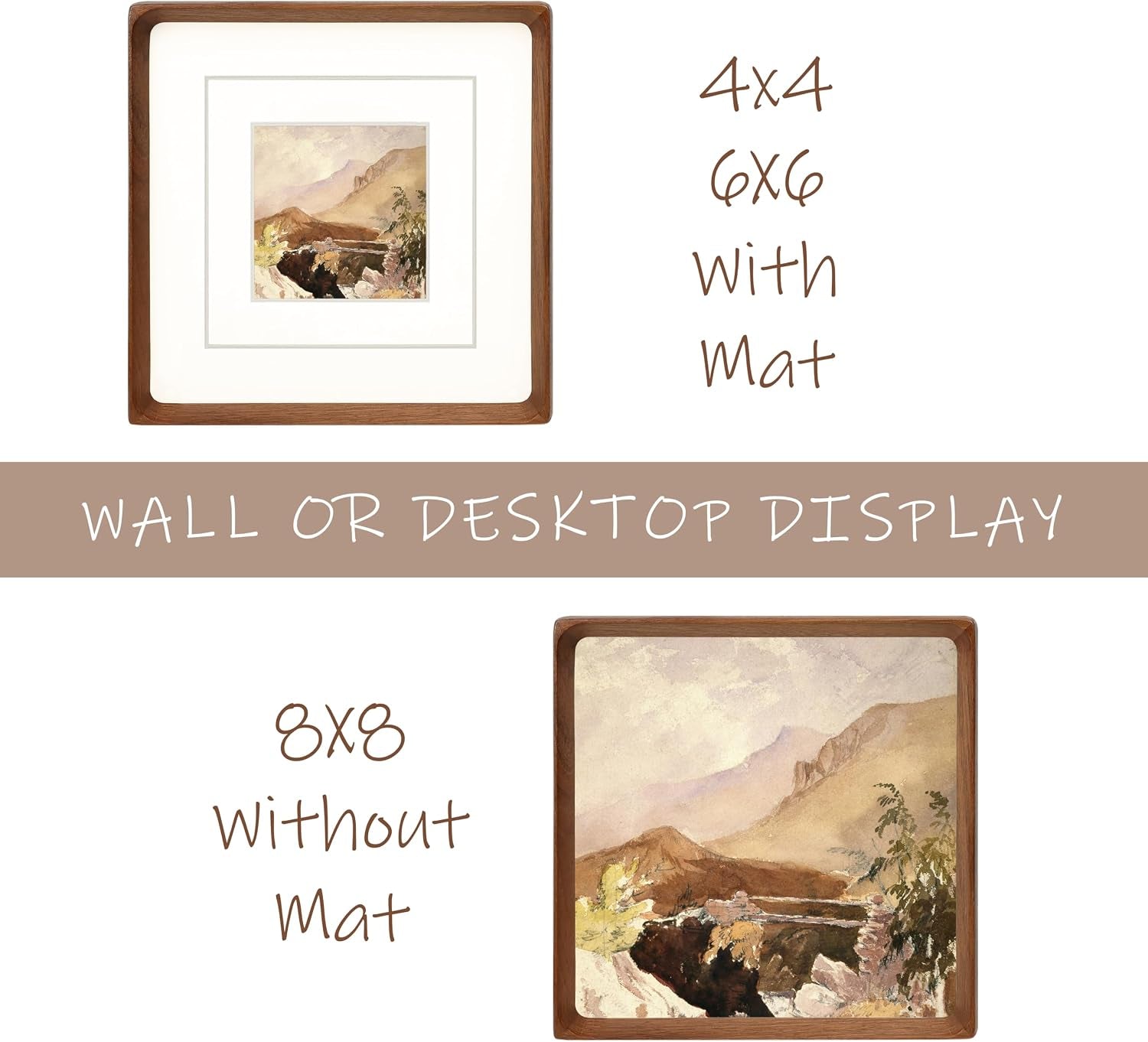 square-8x8-picture-frame-with-mat-for-4x4-6x6-natural-walnut-wood-handcrafted-rounded-corner-with-real-glass-vertical-or-horizontal-display-photo-gallery-wall-tabletop-frame