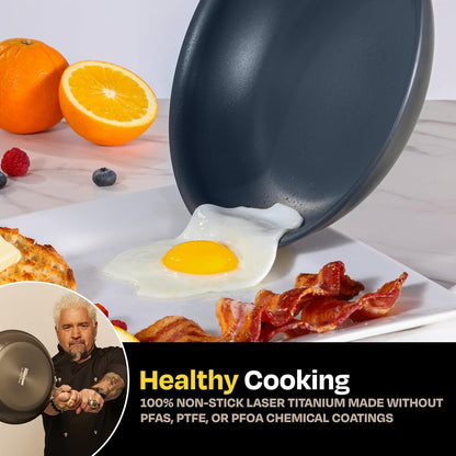 Laser Titanium 10" Fry Pan | Non-Stick, Made without PFAS, PTFE or PFOA, 3X More Durable, Dishwasher & Oven Safe2