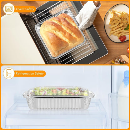 40 Pack 8X8 Inch Aluminum Pans with Clear Plastic Lids - Square Baking Cake Pans - Foil Pans with Lids - Disposable Food Containers Great for Cooking, Heating, Storing, Prepping Food4