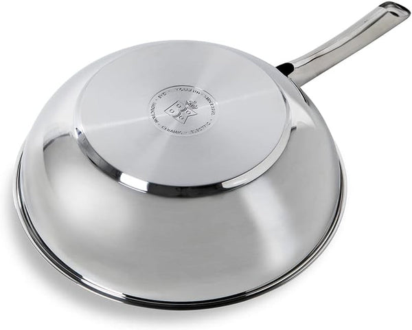 Bright Stainless Steel 28 Cm Wok Pan, Stay Cool Handle, Professional Cooking, 18/10 Stainless Steel, Induction, Oven Safe up to 230 °C, Roast-Safe, Dishwasher Safe, Silver9