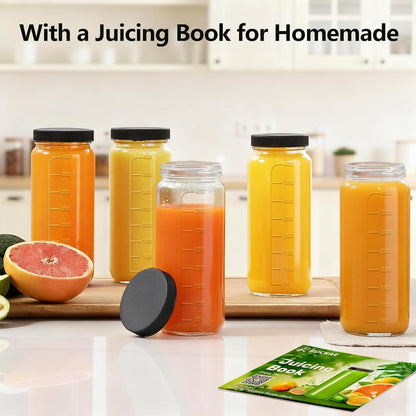 16Oz 10 Pack Juice Bottles, Glass Bottles with Lids, Smoothie Cup Lids and Straws, Water Bottle Mason Jar Drinking Glasses for Juicing, Smoothies, Kombucha4