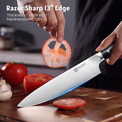 Chef Knife,8 Inch Professional Kitchen Knife Dishwasher Safe,Forged German Stainless Steel Sharp Cooking Knife,Ergonomic G10 Handle Full Tang Meal Prep Knives,Home Restaurant Gift for Men Women5