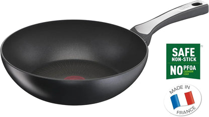 Tefal Unlimited On, Premium Cookware, 28 Cm Wok Pan, Uk'S Longest Lasting Non-Stick, Frying Pan, Heat Indicator, Induction Hob Compatible, Dishwasher Safe, Aluminium, Black, G25919AZ4