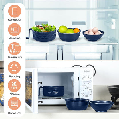 Microwave Ramen Cooker,Ramen Bowl Set,Microwave Noodle Bowl with Chopsticks and Spoon, College Dorm Room Essentials for Girls for Boys, Apartment Essentials, Bpa-Free. (Deep Blue)4