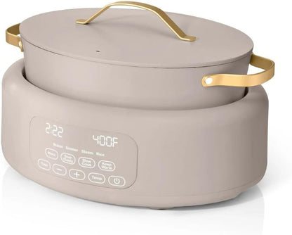 Wonderful 10-In-1 Electric Multi-Cooker 6 Qt Cast Aluminum Pot, 7 Preset Function,Oven & Dishwasher Safe to 400°F Sauté Slow Cook Steam Touch Display (Porcini Taupe)5