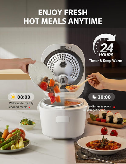 Origintaste Rice Cooker 5.5-Cup Uncooked, Fuzzy Logic, 15-In-1 Functions, Digital Display, Delay Timer, Keep Warm, Nonstick Inner Pot, White6