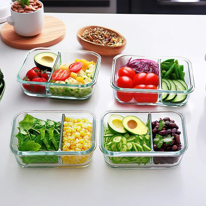 10 Pack,30 Oz, 2 Compartments Glass Meal Prep Containers with Lids5