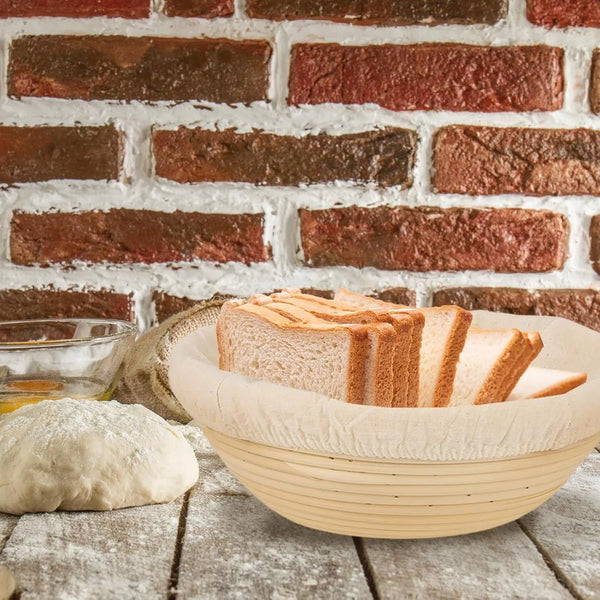 2 Pcs Bread Proofing Basket Cloth Liner Baking Dough Basket Cover Natural Rattan Banneton Proofing Cloth for Bakery Home Baking, about 10 Inch5