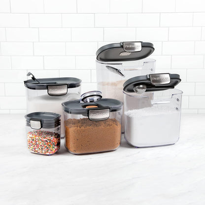 '+ Airtight Food Storage Container Set – Clear Plastic Flour and Sugar Canister Set with Magnetic Accessories for Kitchen Organization (Grey, 9-Piece)6