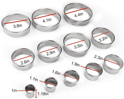 12 Pcs round Cookie Biscuit Cutter Set, Graduated Circle Cutters | 18/8 Stainless Steel, Pastry Cookie Cutters, Donut Cutter Ring Molds for Baking, Cooking, Gift3