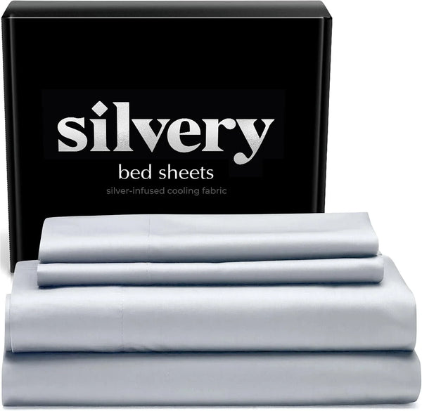Silver Infused Bed Sheets Set Model 2 (Gray, Queen)1