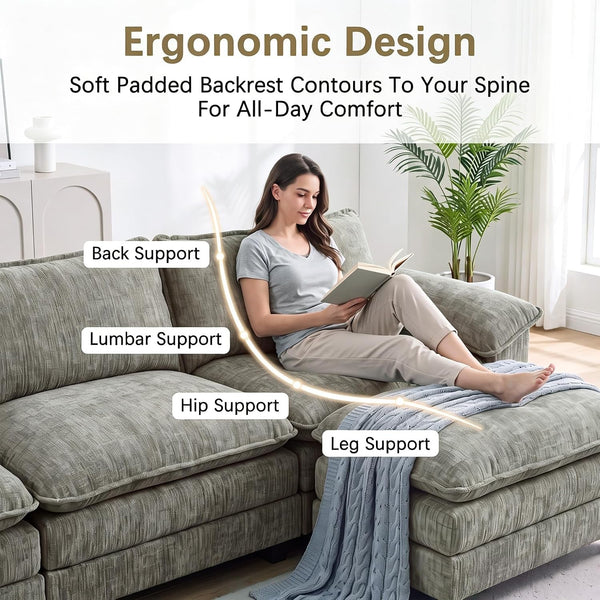 118.9" L Shaped Cloud Couch, Modular Sectional Sofa for Living Room5