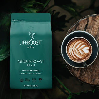 Organic Coffee Beans Medium Roast - Low Acid Single Origin Non-Gmo Organic Whole Bean Coffee - Third Party Tested for Mycotoxins & Pesticides - 12 Ounces2