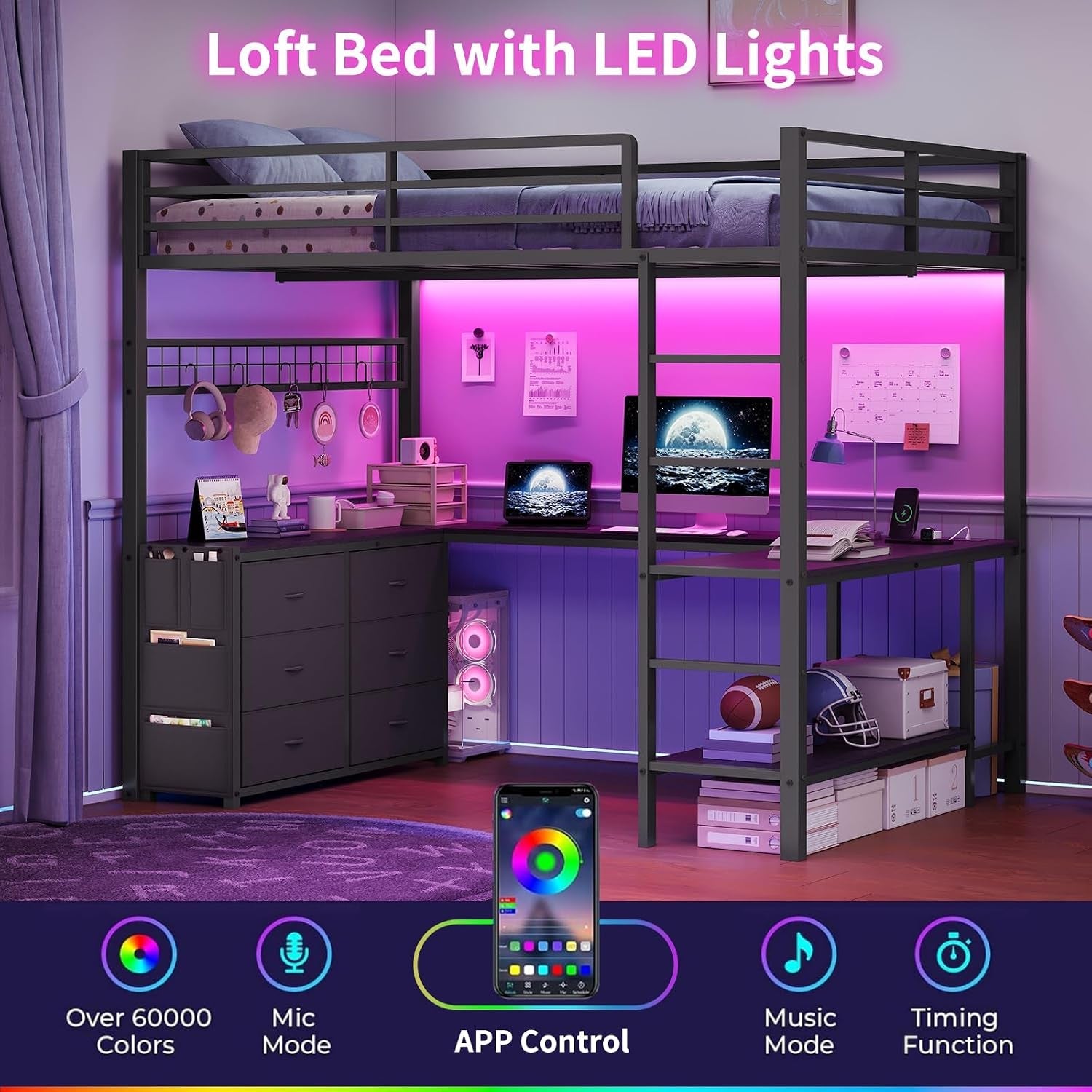 full-size-loft-bed-with-desk-led-lights-and-charging-station-loft-bed-full-size-with-6-storage-drawers-2-shelves-loft-bed-frame-with-safety-guardrail-ladders-no-box-spring-needed-black