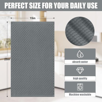 100% Cotton Terry Kitchen Towels(15" X 25", 6 Pack), Dark Grey | Soft and Super Absorbent Dish Towels, 380 GSM Reusable Tea Towel with Hanging Loop, Pineapple Grid Designed4