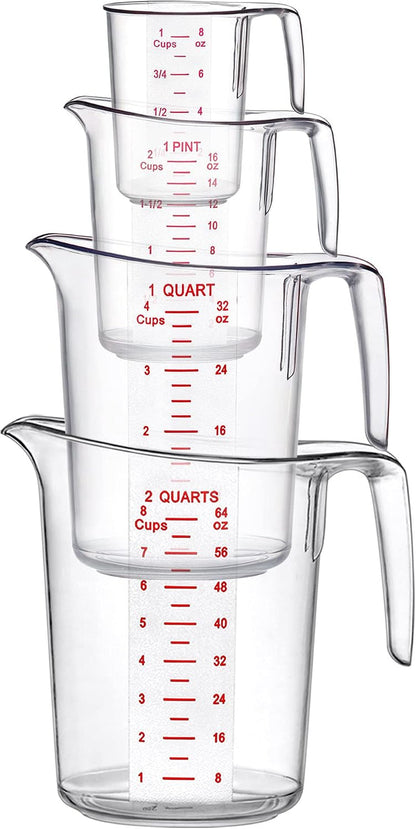 '- Melissa - Plastic Measuring Cups (4-Piece Set), Food-Grade Measuring Jugs, 1/2/4/8-Cup Capacity, Unbreakable, Stackable, Dishwasher-Safe, Great for Oil, Vinegar, Flour, and More4