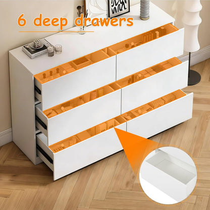 6 Drawer Dresser, Modern Wood Storage Cabinet with Hidden Handles4
