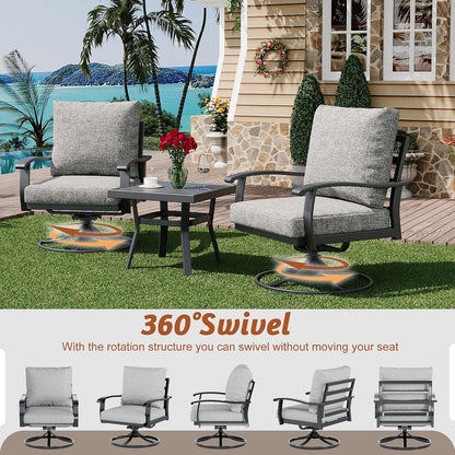 Patio Furniture Sets 7 PCS Outdoor Metal Conversation Sets, 360 Degree Swivel Rocking Chairs Patio Conversation Set with Ottomans, Coffee Side Table and 3-Seat Sofa for Garden, Deck, Poolside2