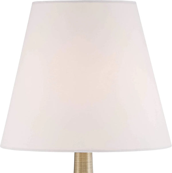 Larson 19" Small Table Lamps Set of 2 Gold Touch Antique Brass Modern | Traditional Metal Bedroom Living Room House Bedside Nightstand Office Family Home White Bell Shade3