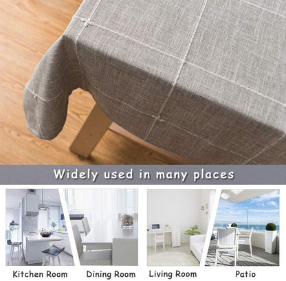 Solid Embroidery Lattice Tablecloth Cotton Linen Dust-Proof Checkered Table Cover for Kitchen Dinning Tabletop Decoration (Rectangle/Oblong, 52 X 70 Inch, Grey)6