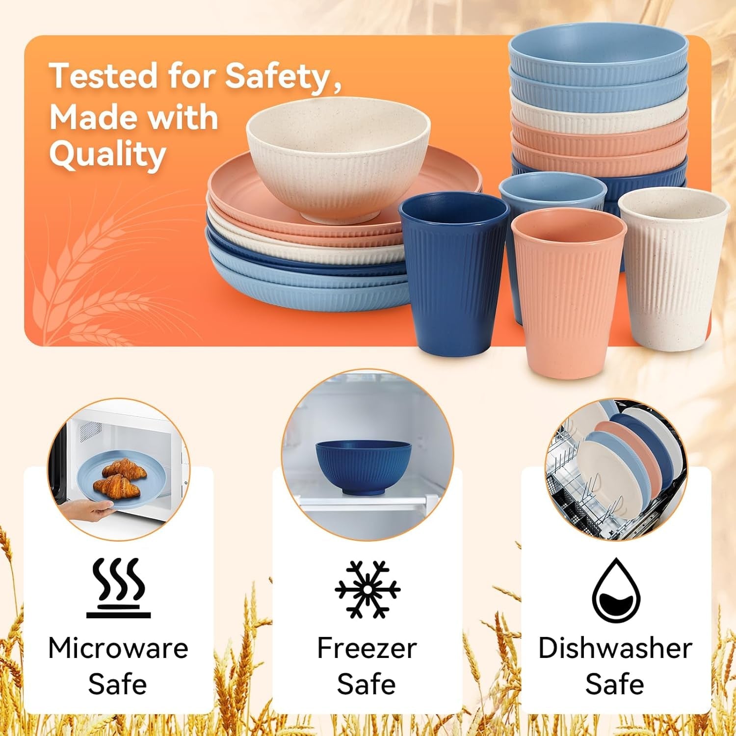 wheat-straw-dinnerware-sets-64-piece-black-plates-and-bowls-sets-for-8-unbreakable-reusable-plastic-dish-set-dinner-plate-dessert-plate-cereal-bowl-cup-utensils-microwavable-dishwasher-safe-64p-black