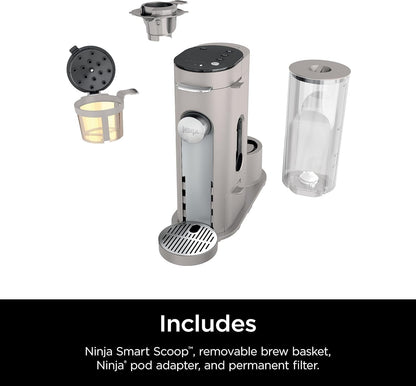 Ninja Pods & Grounds Iced Coffee Maker, K-Cup Pod Compatible, Stone PB041ST | Single-Serve, Brews Grounds, Compact Design, 56-Oz. Reservoir, 6-Oz. Cup to 24-Oz. Travel Mug Brew Sizes8