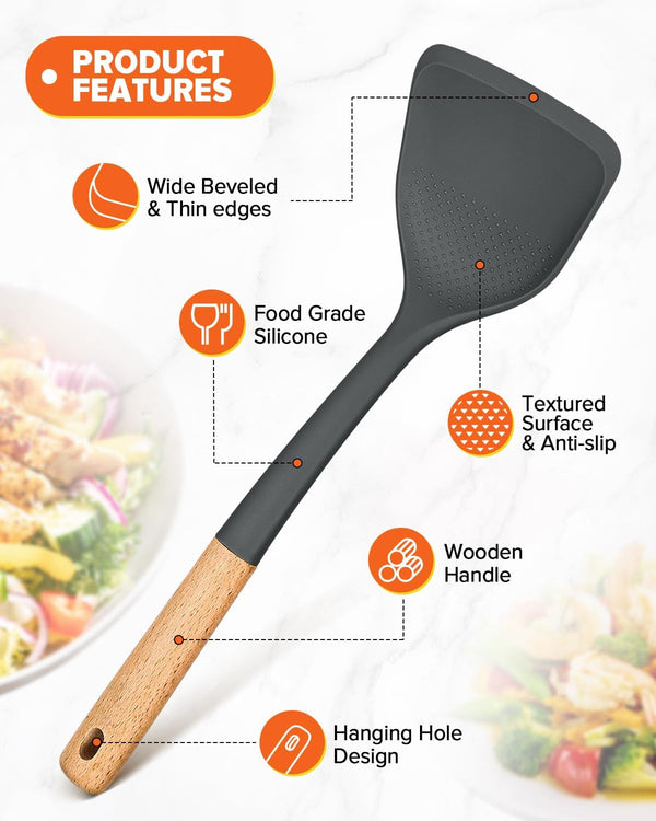 Silicone Cooking Utensils Set, Safe for Nonstick Cookwares, Grey4