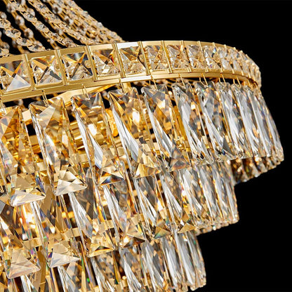 Large Gold Luxury Crystal Chandeliers 26 Lights Modern Chandelier for High Ceilings Crystal Pendant Light Fixture Foyer Staircase Hallway Entryway Banquet Hall Lobby 63" H X 30.7" D5