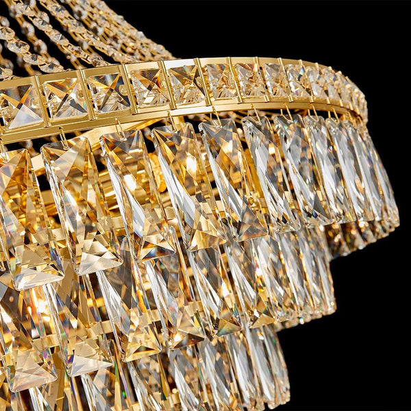 Large Gold Luxury Crystal Chandeliers 26 Lights Modern Chandelier for High Ceilings Crystal Pendant Light Fixture Foyer Staircase Hallway Entryway Banquet Hall Lobby 63" H X 30.7" D5