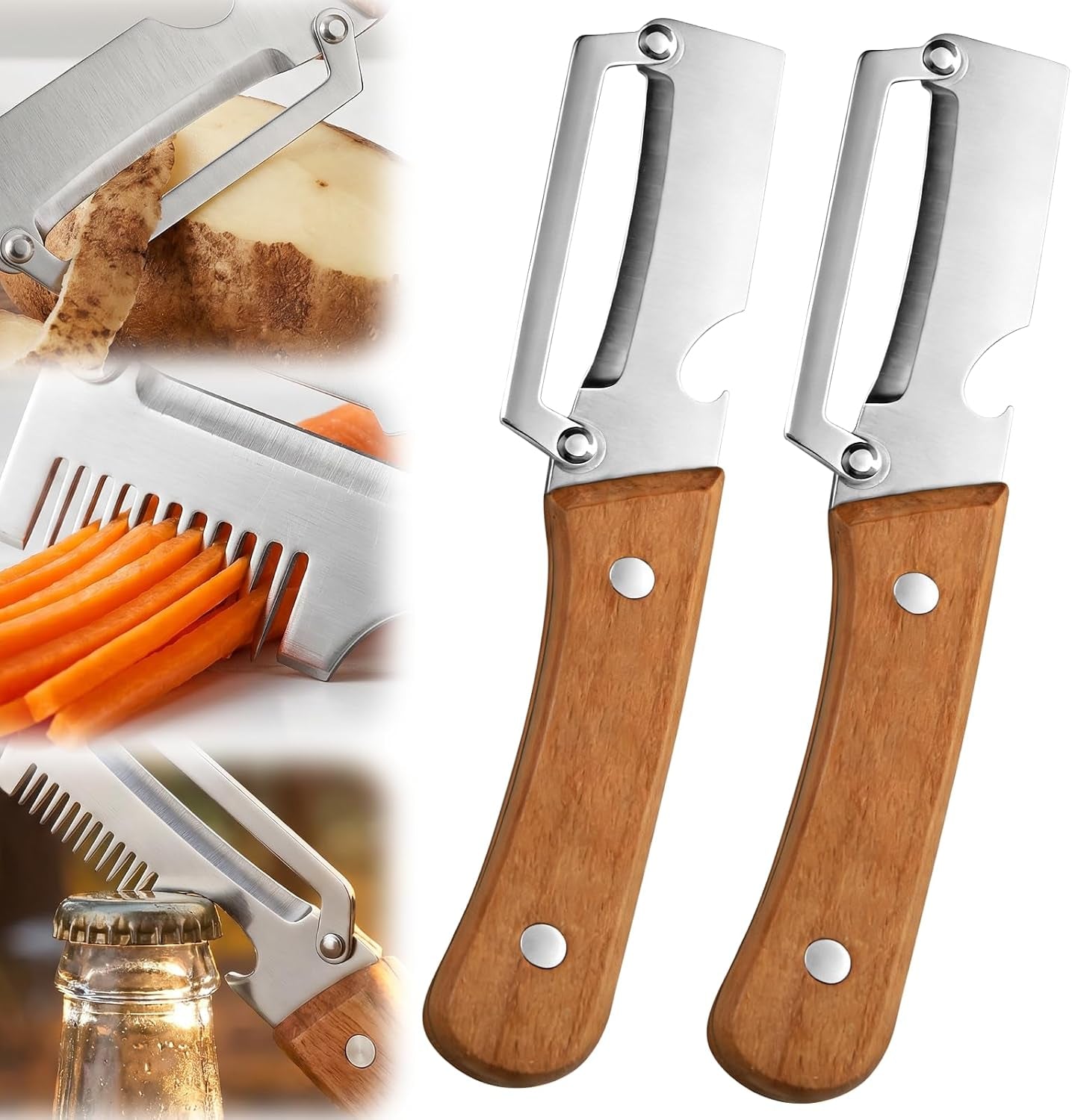 2026-upgrade-vegetable-peeler-and-julienne-peeler-set-stainless-steel-vegetable-peelers-for-kitchen-with-wood-handles-and-bottle-opener-2-pcs-multifunctional-vegetable-peeler-set