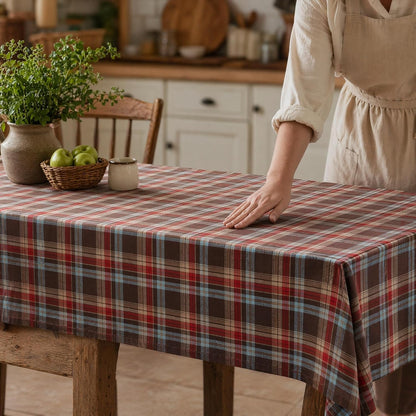 55X86 Inch Plaid Tablecloth Rectangle Woven Checkered Table Cover1