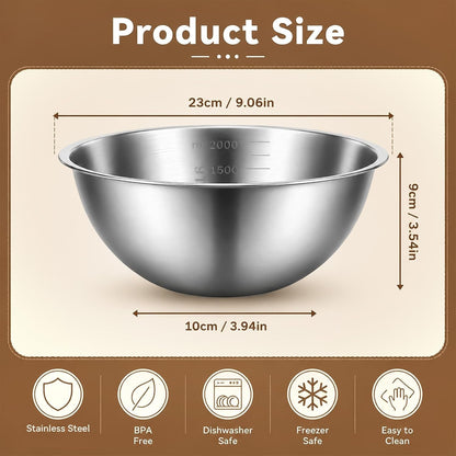12Pcs Stainless Steel Mixing Bowls with Graduations for Kitchen Home3
