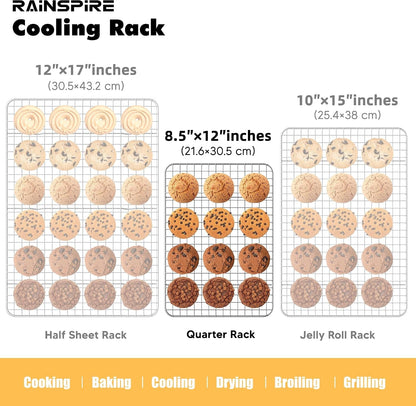 Cooling Rack Stainless Steel, Heavy Duty Cooling Racks for Cooking and Baking, Oven Safe Wire Rack for Cooking, Baking Rack for Oven Cooking Fits Quarter Sheet Pan (1, 8.5" X 12") | Upgrade Height for Quick Cooling Dishwasher Safe Heavy Duty Wire Rack for Baking Sheet Oven Cooking for Bacon Chicken Roast2