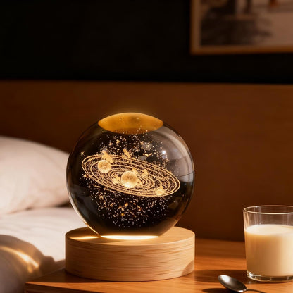 3D Solar System Crystal Ball, 2.4In Universe Gifts Decorative Quartz Glass Ball, Space Laser Engraved Model Astronomy Decor, Physics Display Sculpture Home Decor Crafts for Friends Mom Women Boys6