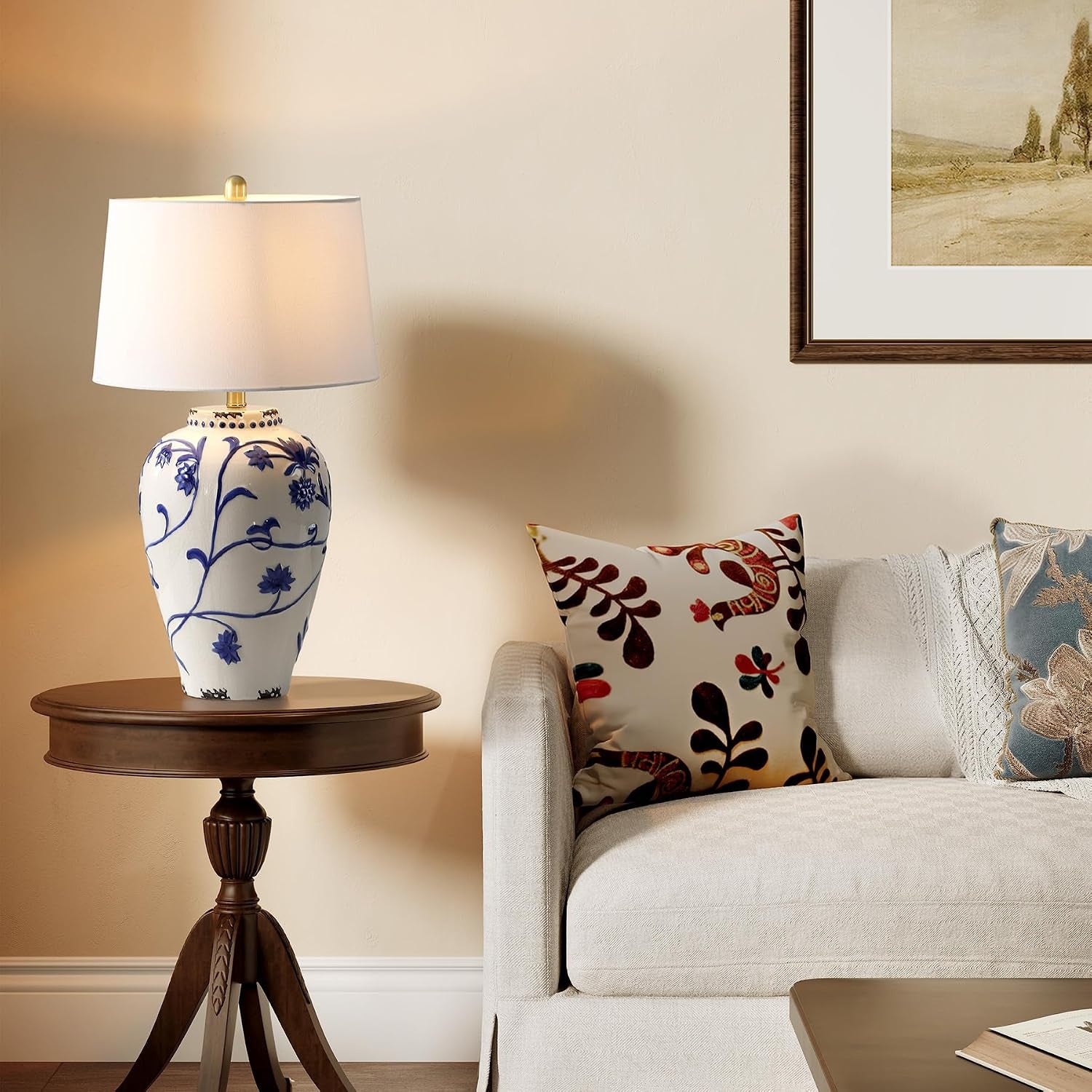 tribesigns-27-inch-table-lamp-with-blue-and-white-porcelain-ginger-jar-embossed-floral-ceramic-base-with-fabric-shade-for-living-room-entryway-nightstand-for-bedroom