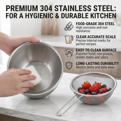 7.9 X 5.9 X 3.5 Inch Berry Washing Bowl - Mixing Bowl with Spout, Fine Mesh Mini Colander - Stainless Steel6