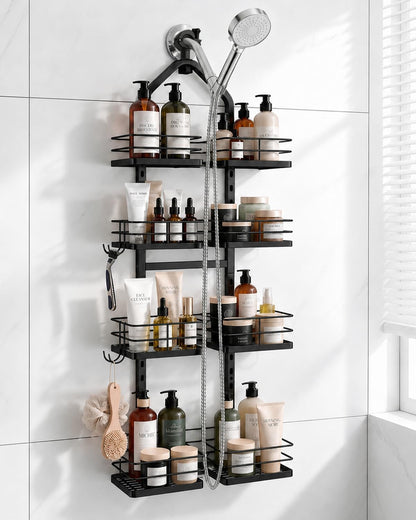 4-Tier Adjustable Hanging Shower Caddy for Handheld Showerhead, Black1