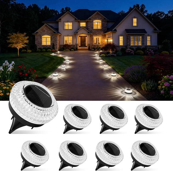 8 Pack Solar Ground Lights Outdoor, Pathway Lights, Cold White1